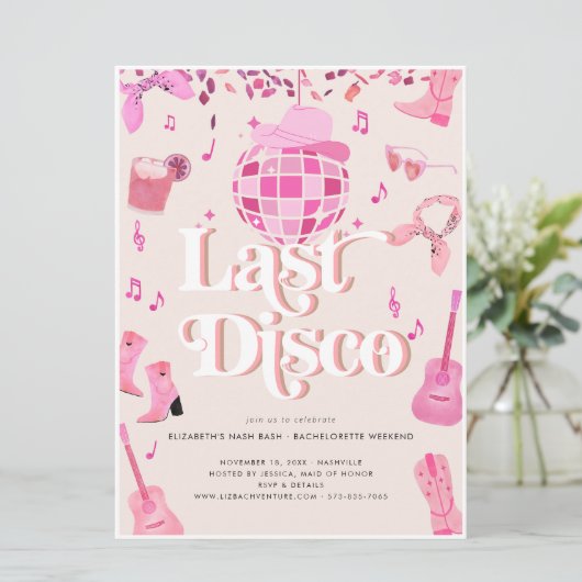 Disco Cowgirl Nashville Pink Rodeo | Bachelorette Kaart (Staand voorkant)