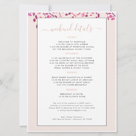 Disco Cowgirl Nashville Pink Rodeo | Bachelorette Kaart (Achterkant)