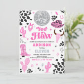 Disco Cowgirl Nashville Pink Rodeo Birthday Party Kaart (Staand voorkant)