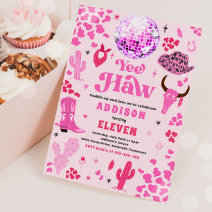 Disco Cowgirl Nashville Pink Rodeo Birthday Party Kaart