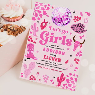 Disco Cowgirl Nashville Pink Rodeo Birthday Party Kaart