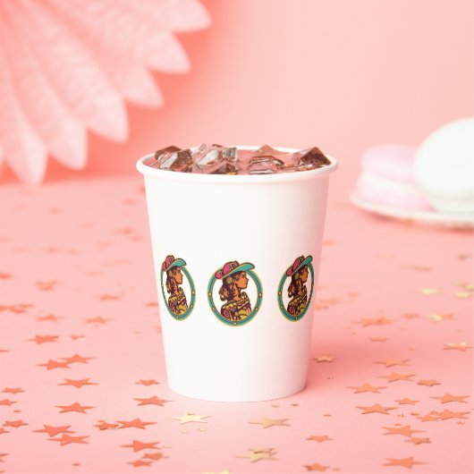 Disco Cowgirl Party Cup – Fun Celebration Drinkwar Papieren Bekers (Insitu)