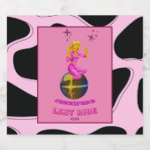 Disco Cowgirl Retro Bachelorette Sparkling Wijnetiket (Enkel label)