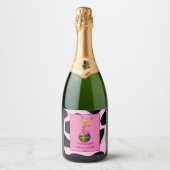 Disco Cowgirl Retro Bachelorette Sparkling Wijnetiket (Voorkant)