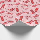 Disco Cowgirl Retro Roze & Rode Wrapping Paper Rol Cadeaupapier (Hoek)