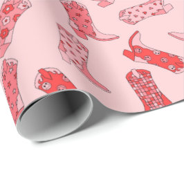 Disco Cowgirl Retro Roze & Rode Wrapping Paper Rol Cadeaupapier