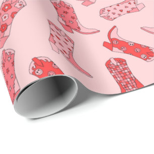 Disco Cowgirl Retro Roze & Rode Wrapping Paper Rol Cadeaupapier