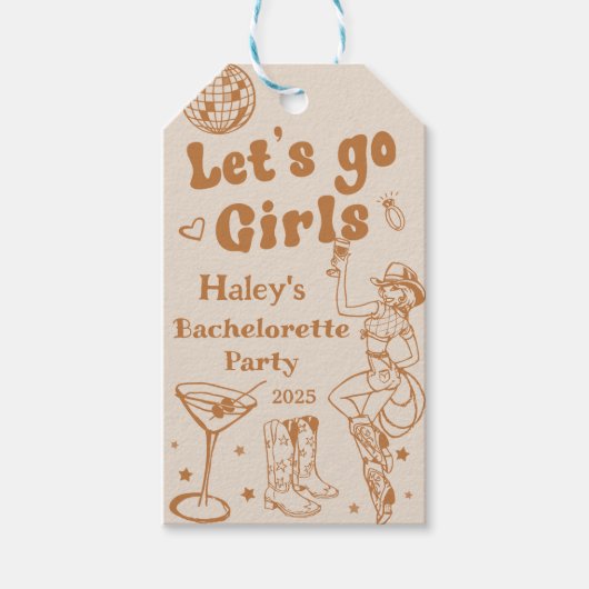 Disco Cowgirl Rodeo Bachelorette Party Cadeaulabel (Voorkant)