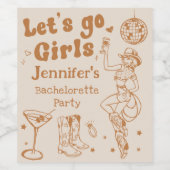 Disco Cowgirl Rodeo Bachelorette Party Wijn Etiket (Enkel label)