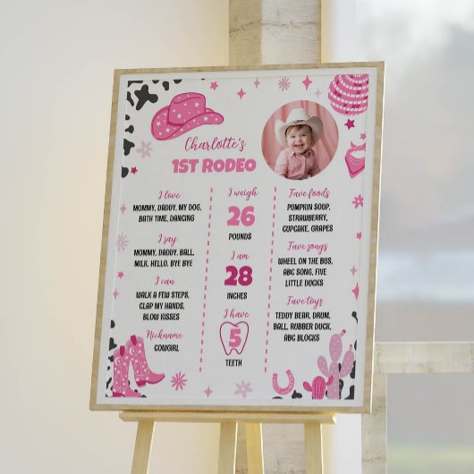 Disco Cowgirl Rodeo Eerste Verjaardag Mijlpaal tek Poster