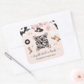 Disco Cowgirl Rodeo koopt de bruid met een QR-code Vierkante Sticker (Envelop)