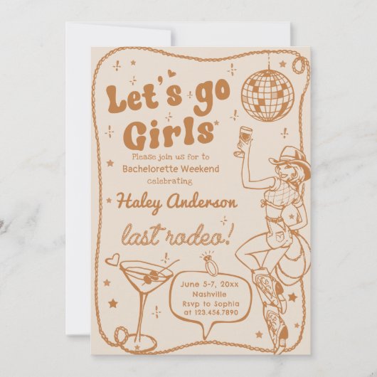 Disco Cowgirl Rodeo vrijgezellenweekend Kaart (Voorkant)