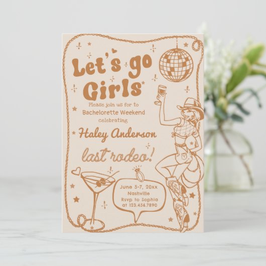 Disco Cowgirl Rodeo vrijgezellenweekend Kaart (Staand voorkant)