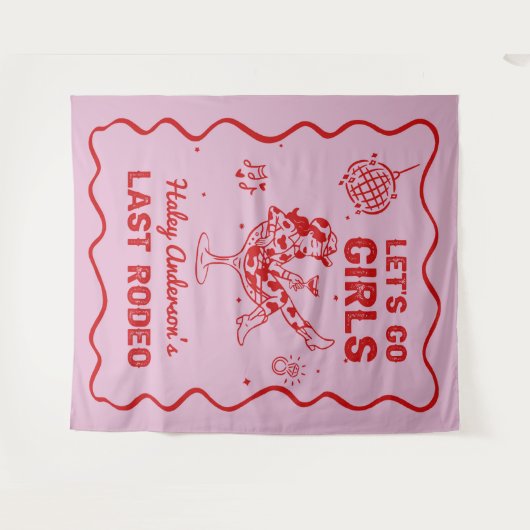 Disco Cowgirl Rodeo vrijgezellenweekend Wandkleed (Voorkant (horizontaal))