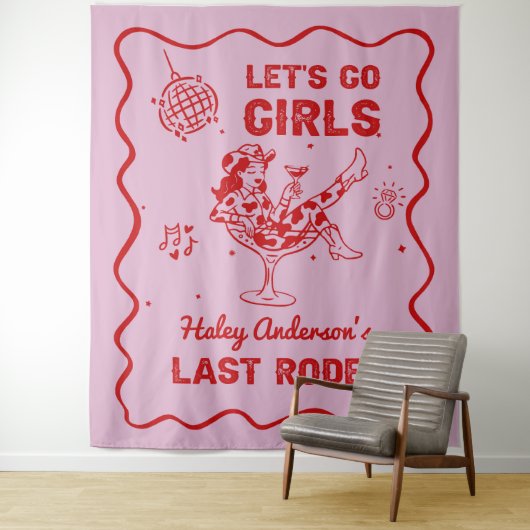 Disco Cowgirl Rodeo vrijgezellenweekend Wandkleed (In situ)