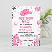 Disco Cowgirl Rodeo Westerne Verjaardagsuitnodigin Kaart (Staand voorkant)