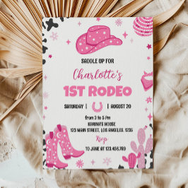 Disco Cowgirl Rodeo Westerne Verjaardagsuitnodigin Kaart