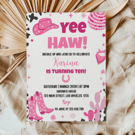 Disco Cowgirl Rodeo Westerne Verjaardagsuitnodigin Kaart