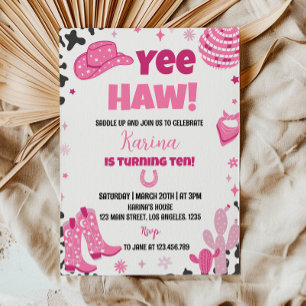 Disco Cowgirl Rodeo Westerne Verjaardagsuitnodigin Kaart