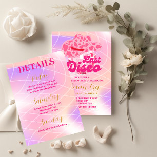 Disco Cowgirl Roze Rodeo Bachelorette Party Kaart