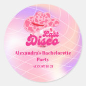 Disco Cowgirl Roze Rodeo Bachelorette Party Ronde Sticker (Voorkant)