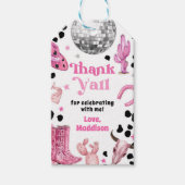 Disco Cowgirl Space Rodeo Party Verjaardagsdouche Cadeaulabel (Voorkant)