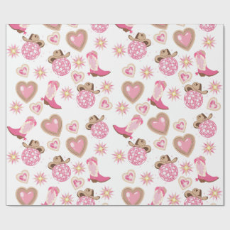 Disco Cowgirl Valentine Wrapping Paper Cadeaupapier