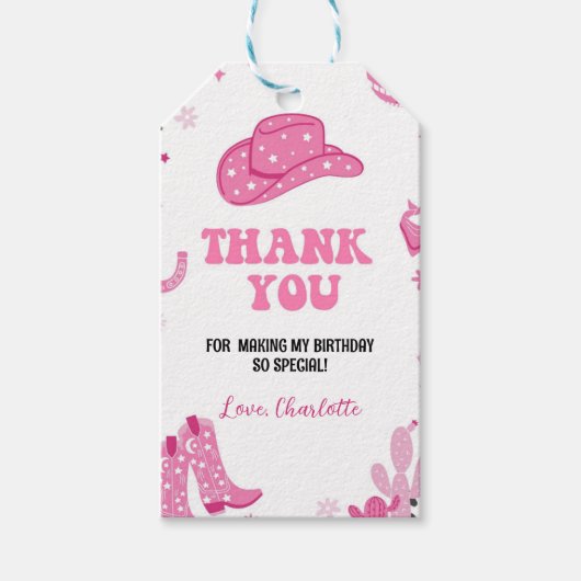 Disco Cowgirl Verjaardag Bedankt Label Cadeaulabel (Voorkant)