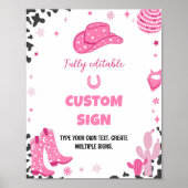 Disco Cowgirl Verjaardagsfeest Tafelteken Poster (Voorkant)