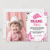 Disco Cowgirl Verjaardagsfoto Dank je kaart (Voorkant)