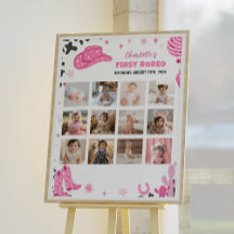 Disco Cowgirl Verjaardagsfoto Milestone Poster