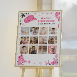 Disco Cowgirl Verjaardagsfoto Milestone Poster