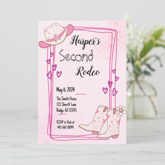 Disco Cowgirl verjaardagsuitnodiging Kaart (Staand voorkant)