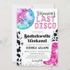 Disco Cowgirl vrijgezellenfeest weekend uitnodigin Kaart