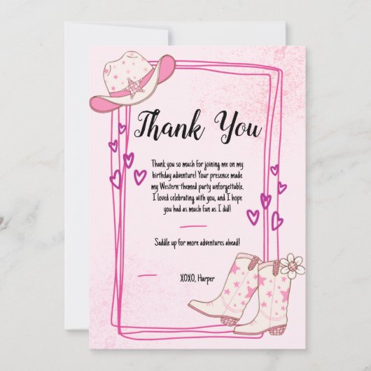 Disco Cowgirls Thank You Card Bedankkaart (Voorkant)