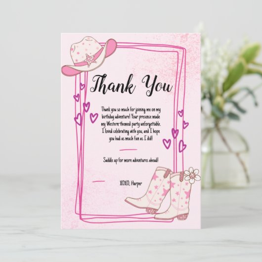 Disco Cowgirls Thank You Card Bedankkaart (Staand voorkant)