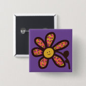 Disco daisy vierkante button 5,1 cm (Voorkant /achterkant)