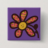 Disco daisy vierkante button 5,1 cm (Voorkant)