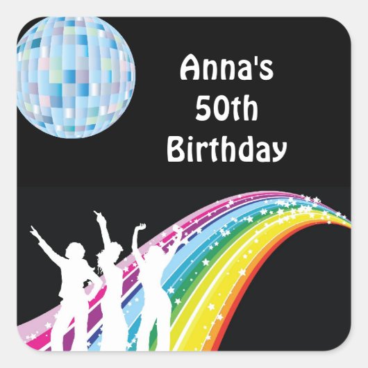 Disco Dance Birthday Party Favor Labels (Voorkant)