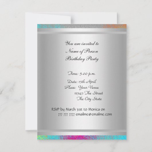 Disco Dance Birthday Party Invitation 1 Kaart (Achterkant)