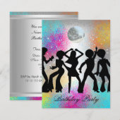 Disco Dance Birthday Party Invitation 1 Kaart (Voorkant / Achterkant)