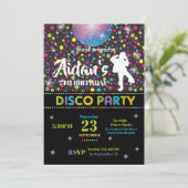 Disco Dance Birthday Party Invitation Boy Kaart (Staand voorkant)