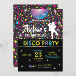 Disco Dance Birthday Party Invitation Boy Kaart