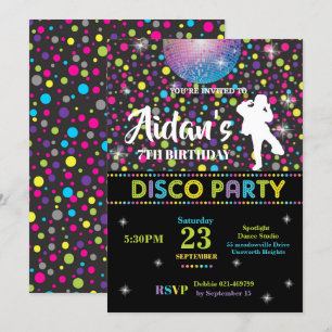 Disco Dance Birthday Party Invitation Boy Kaart