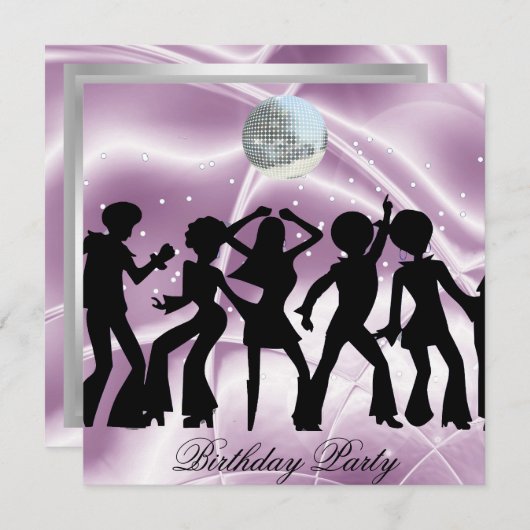 Disco Dance Birthday Party Invitation Kaart (Voorkant / Achterkant)