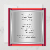 Disco Dance Birthday Party Invitation red Kaart (Achterkant)