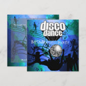 Disco Dance Birthday Party Retro Blue Kaart (Voorkant / Achterkant)
