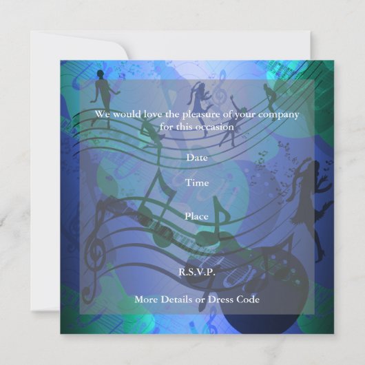 Disco Dance Birthday Party Retro Blue Kaart (Achterkant)