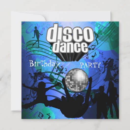 Disco Dance Birthday Party Retro Blue Kaart (Voorkant)