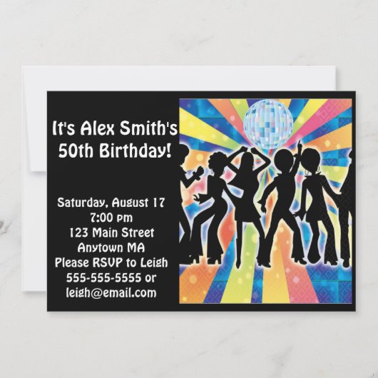 Disco Dance Kind Adult Birthday Uitnodiging (Voorkant)